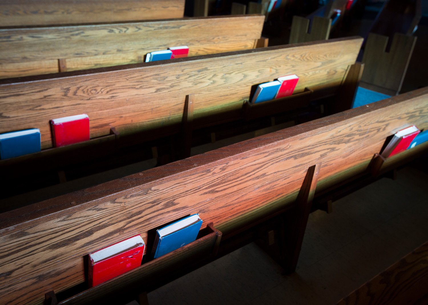 Pews are seen at St. Camillus Church in Silver Spring, Maryland, April 10.